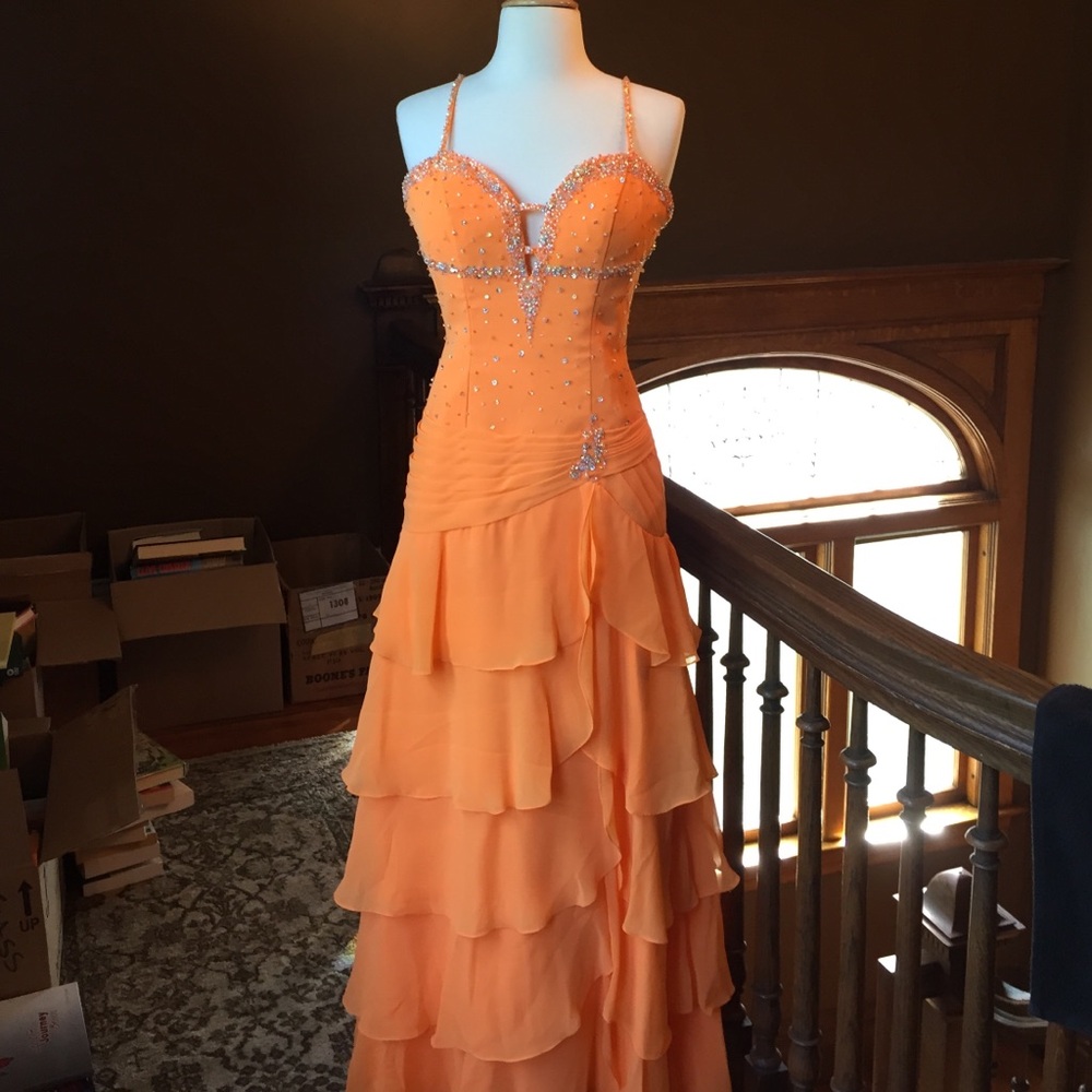 Mori Lee Orange Prom Dress